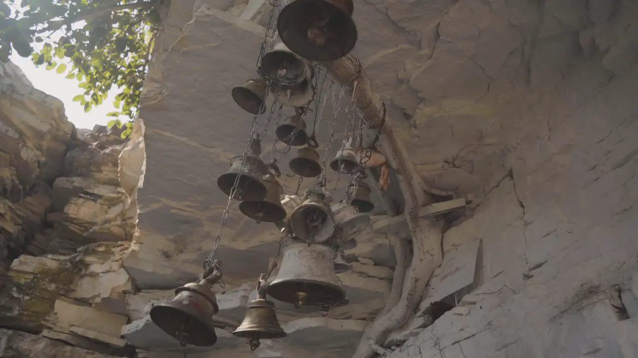 Temple bells in a Hindu Temple in a Forest of India