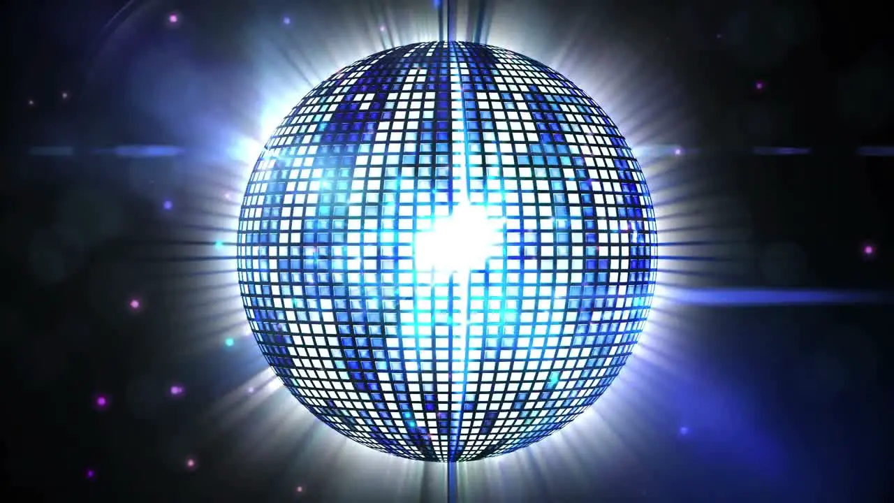 Animation of spinning disco ball and glowing lights