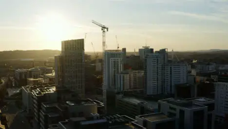 Drone Shot Orbiting High Rise Buildings In Cardiff 02