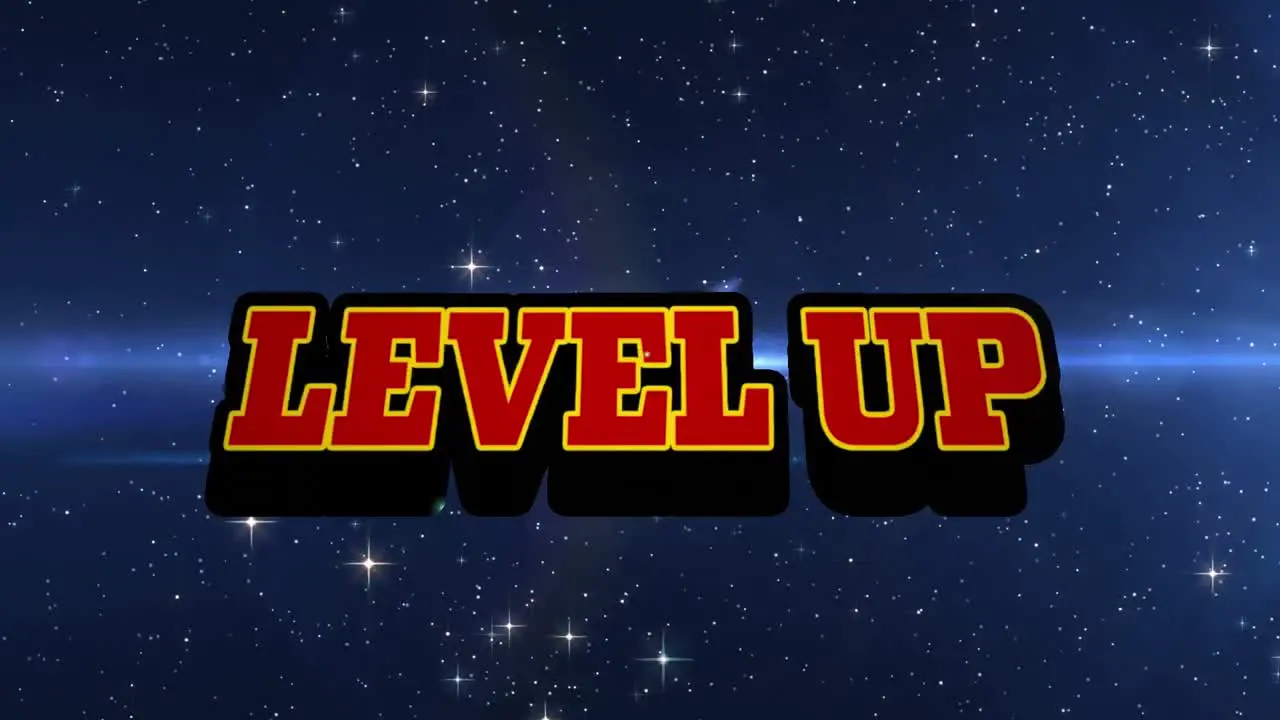 Animation of level up and stars on night sky