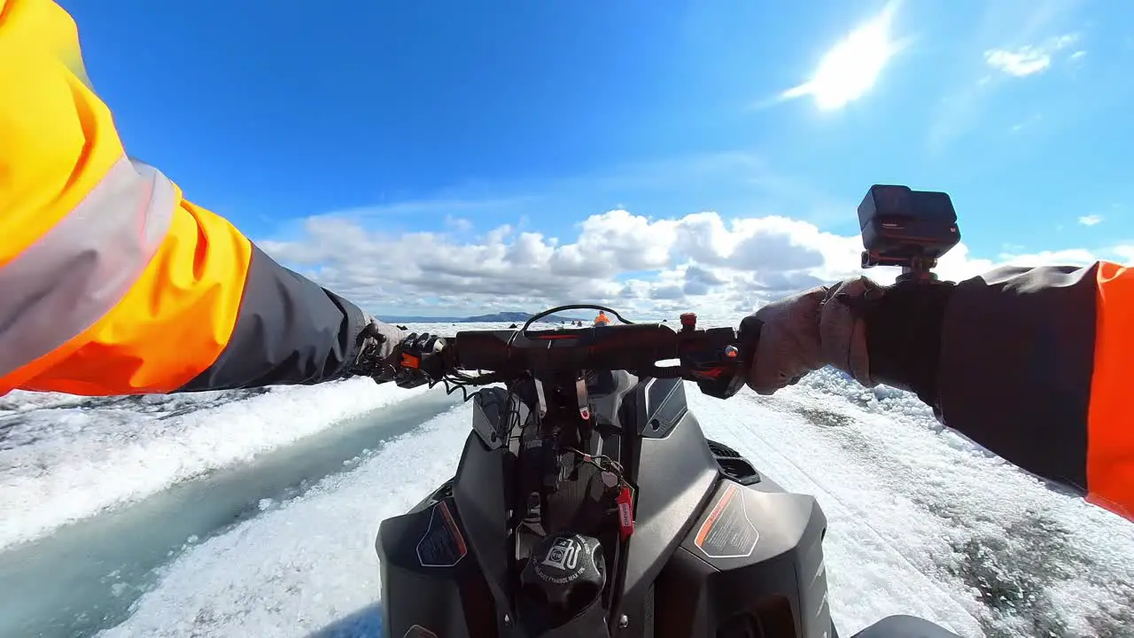 snowmobile at Langjökull glacier pov