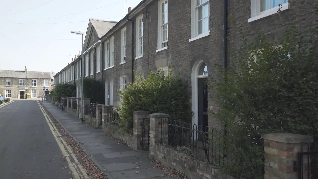 Typical street with brick houses in cambridge city centre england uk