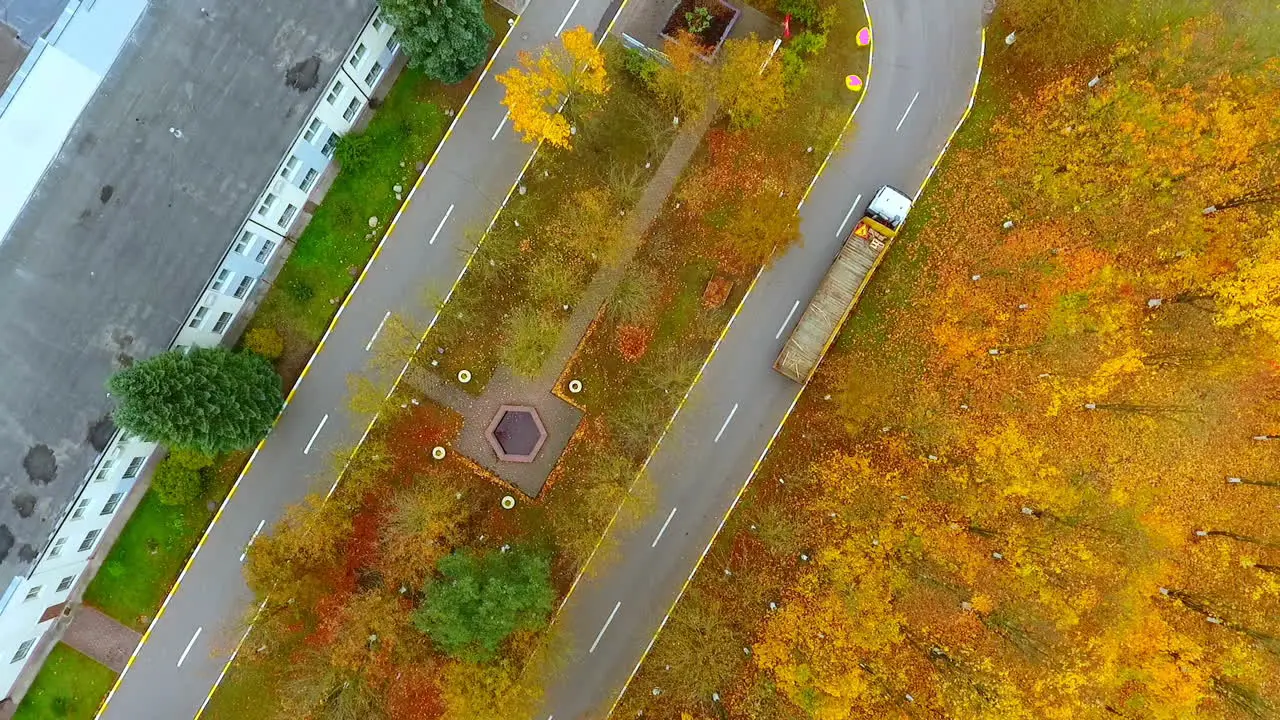 Sky view industrial road Autumn road near industry building Road landscape