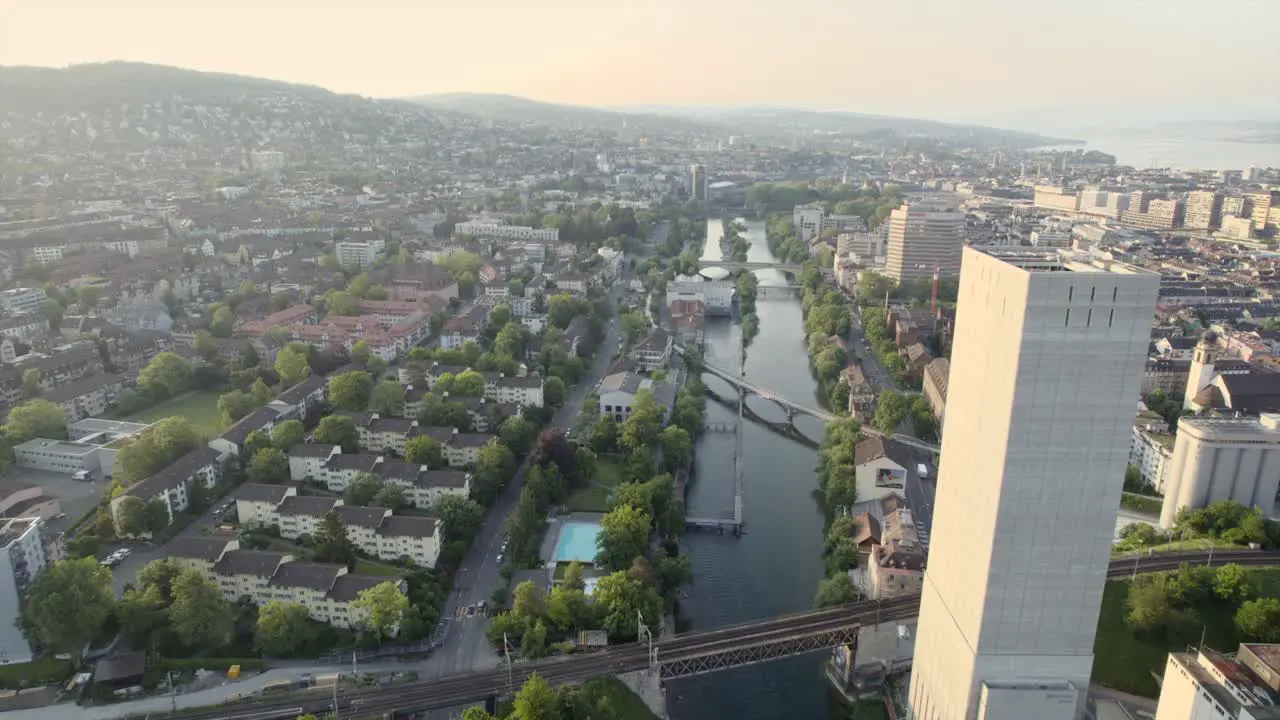 Aerial view from Zurich the capital and the largest city in Switzerland