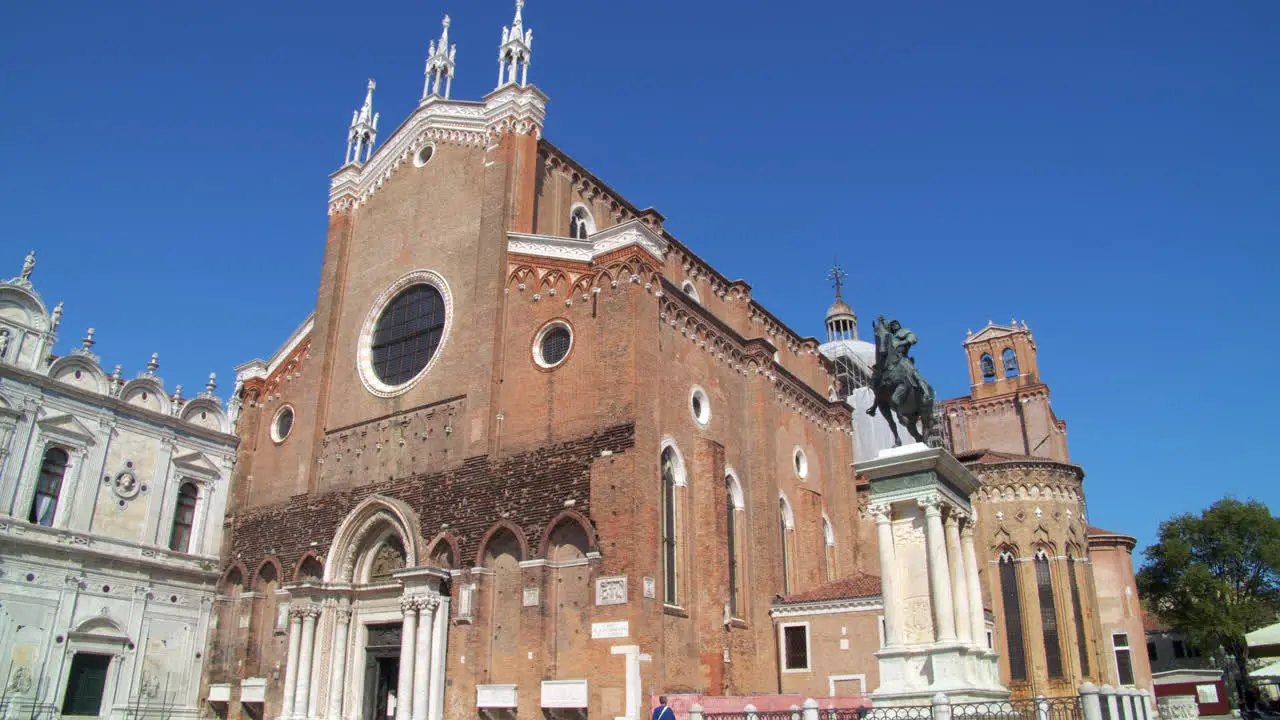 Wide Shot of Basilica dei Santi Giovanni e Paolo in Venice Italy on a sunny day