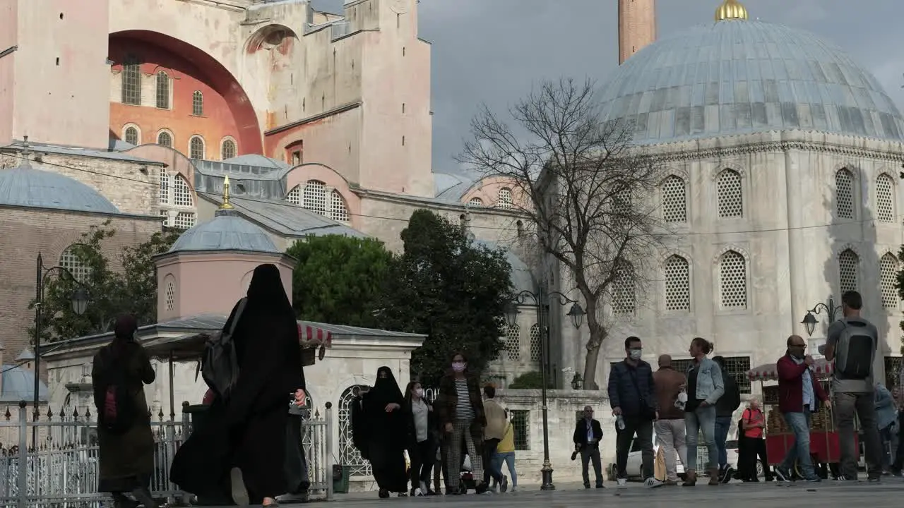 Hagia Sophia walking people slow motion