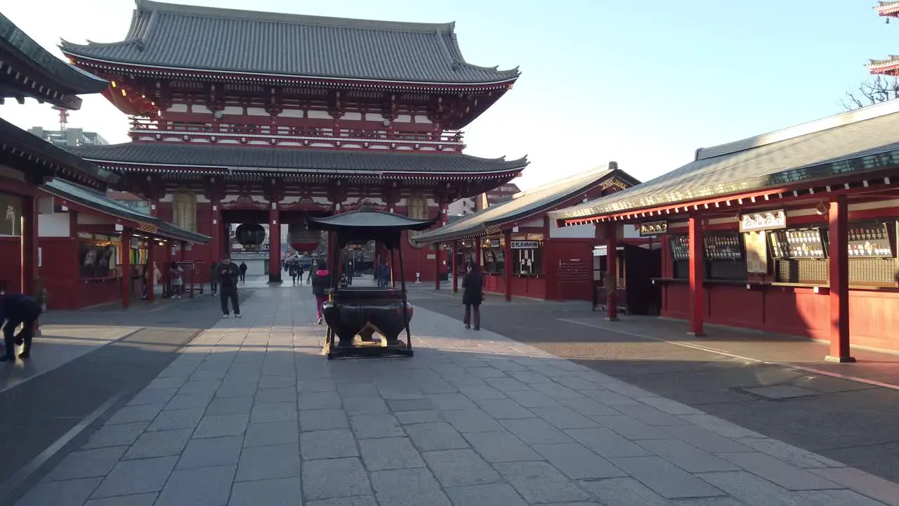 Tokyo Japan slowmotion landscape view in the Sensoji japanese temple in Asakusa area in early morning