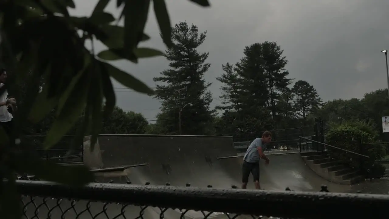 Skateboarding in the Rain 1