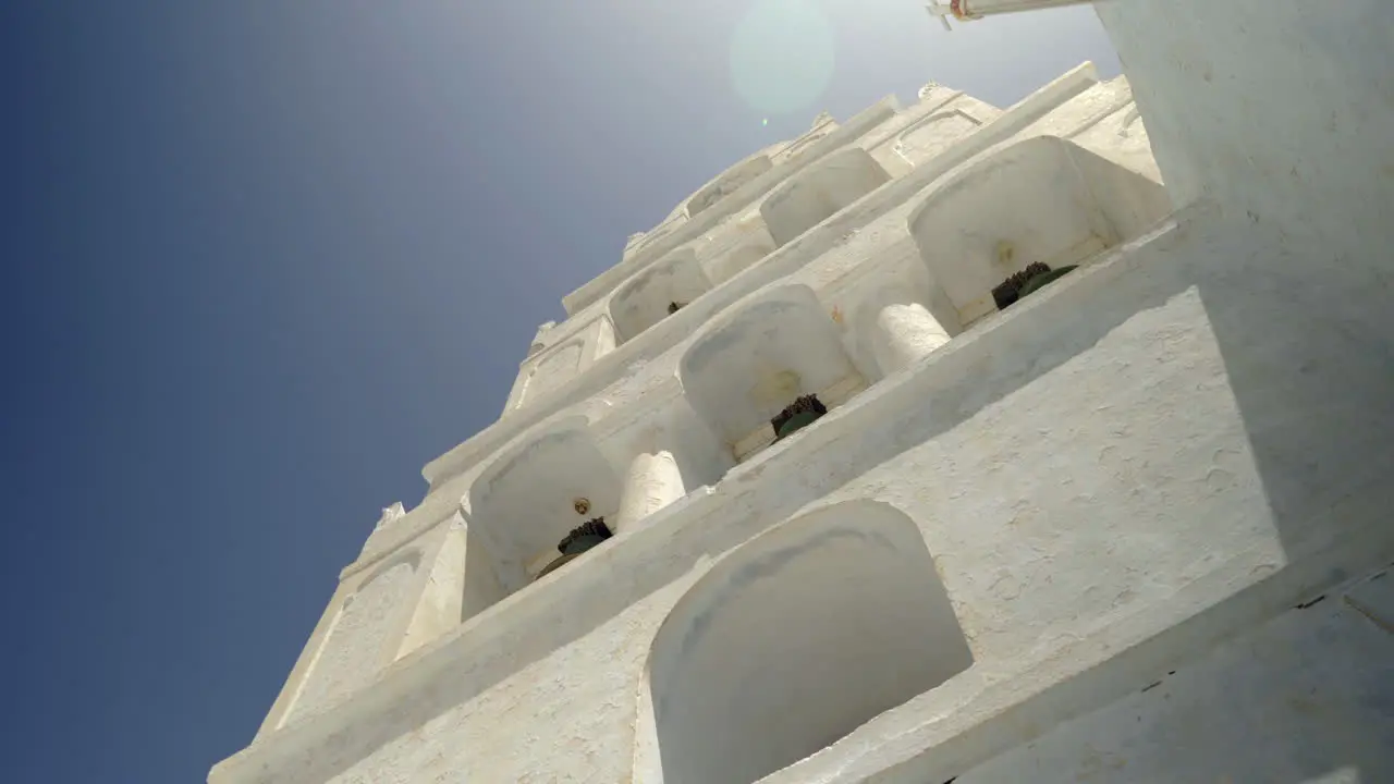 Bell tower with six bells in Oia village Santorini Greece