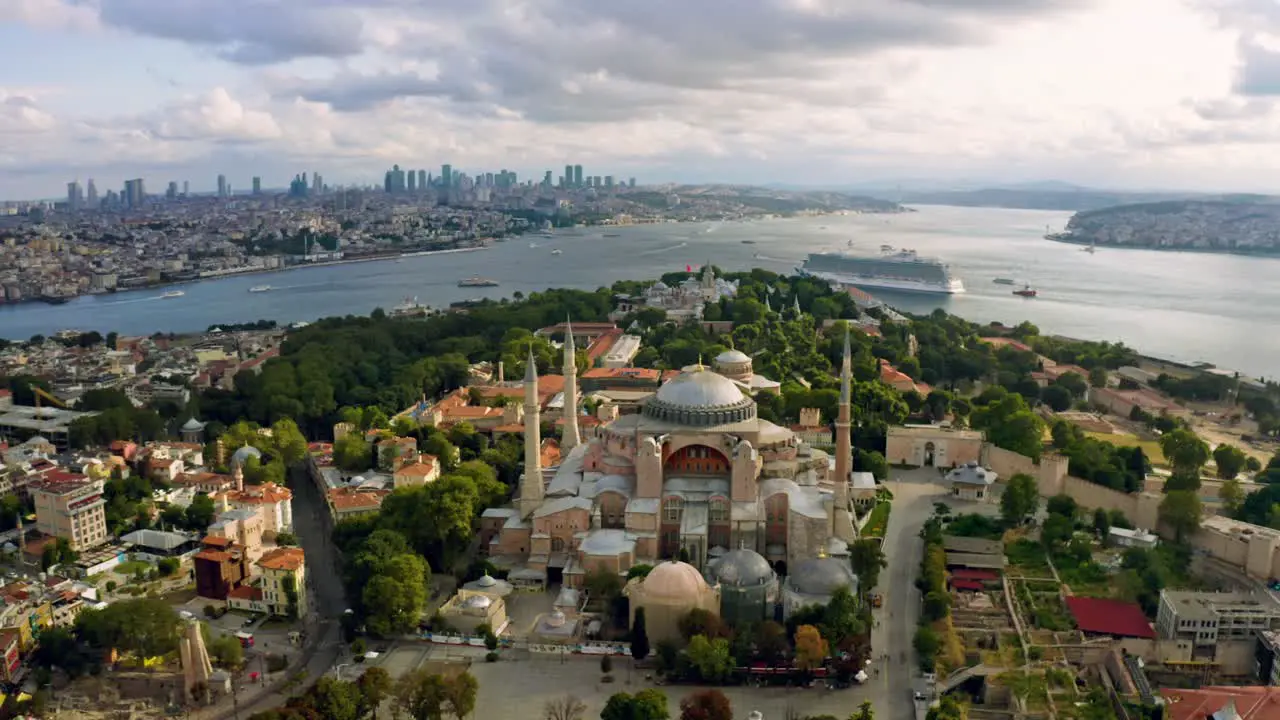 iconic Blue Mosque's splendor as the sun sets over Istanbul