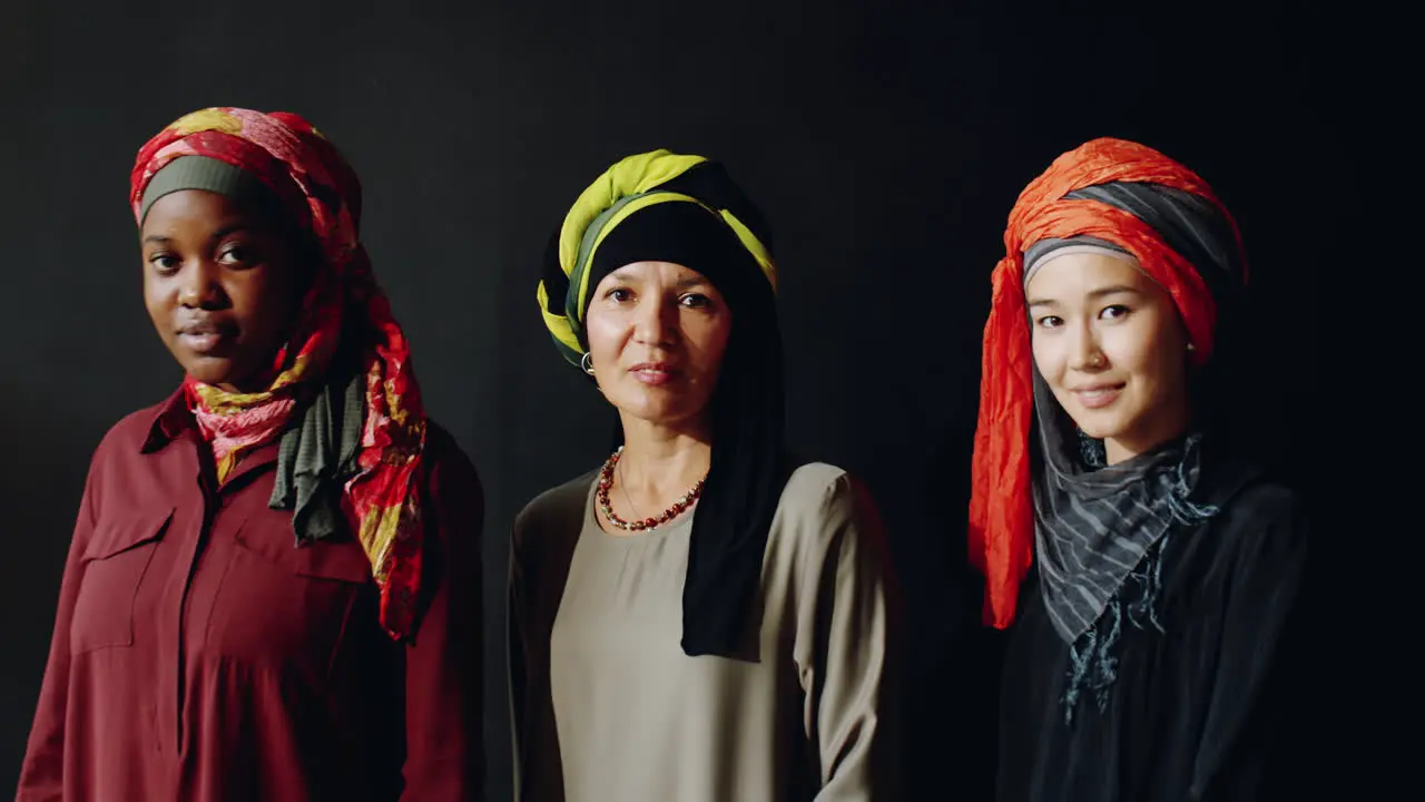 Three Muslim Women Posing in Studio