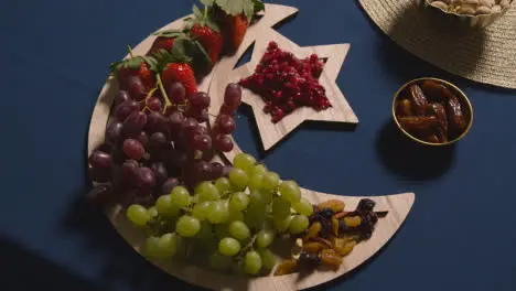 Close Up Of Food On Muslim Family Table At Home Set For Meal Celebrating Eid