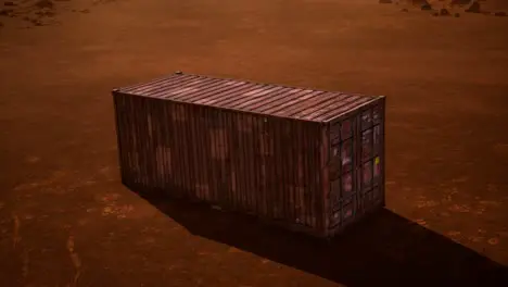 abandoned shipping container in the desert