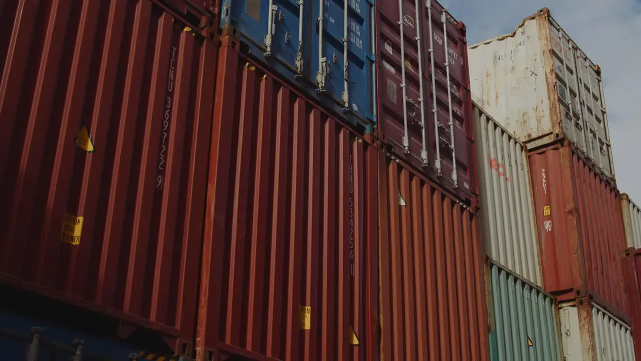 Stacked containers at cargo port In Le Havre France