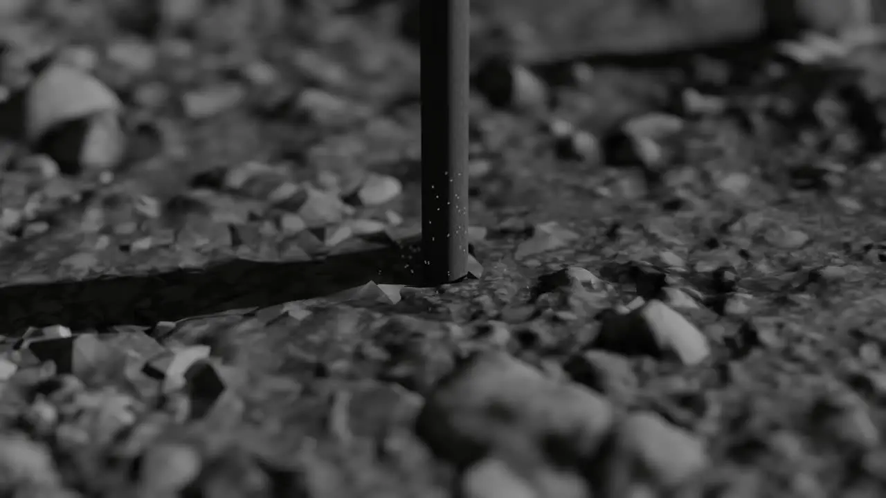 3D animation showing a closeup of drilling on the rocky Lunar surface