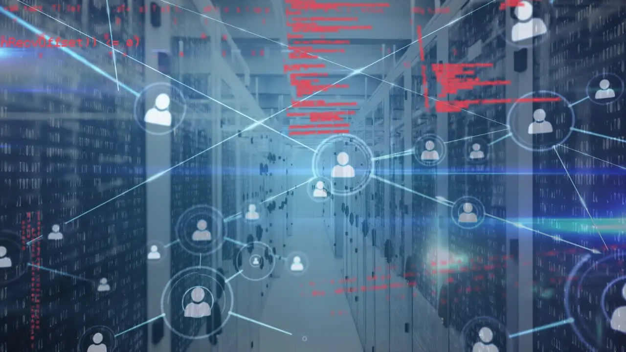 Animation of data processing over server room