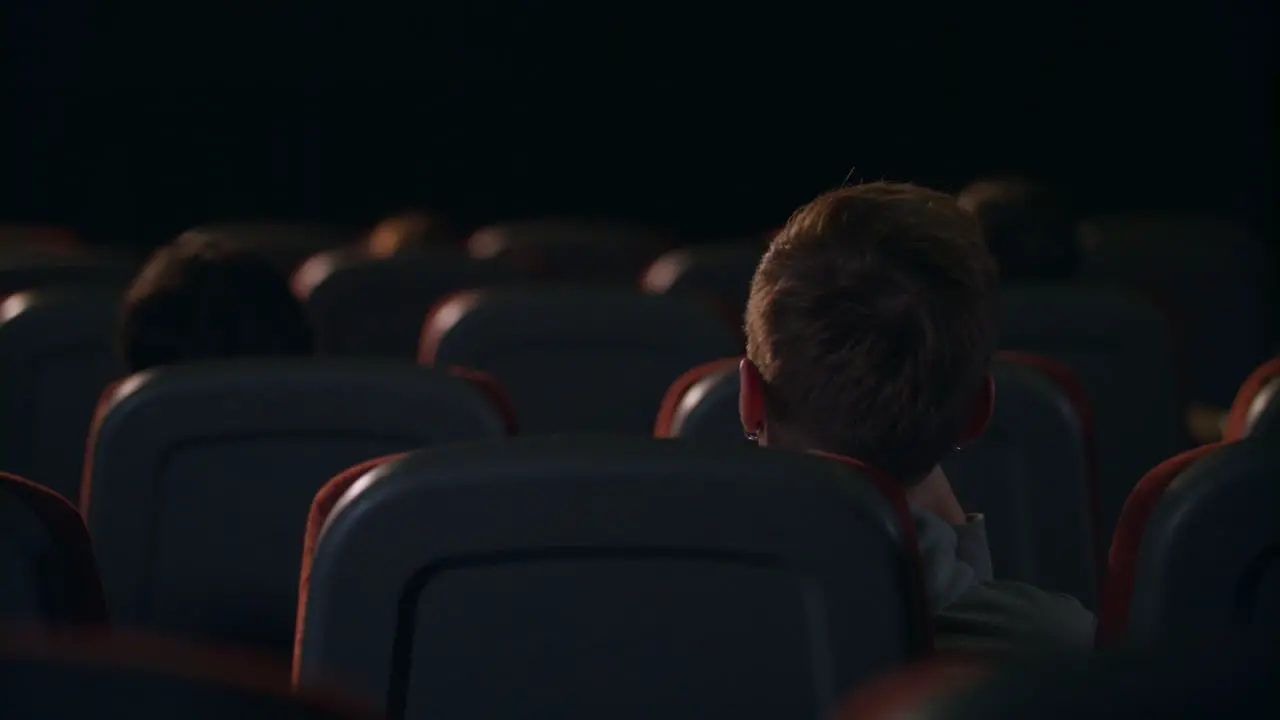 Back view of people sitting in seats in the cinema