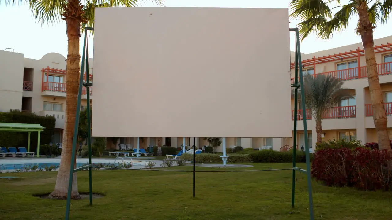 Blank presentation screen with palms