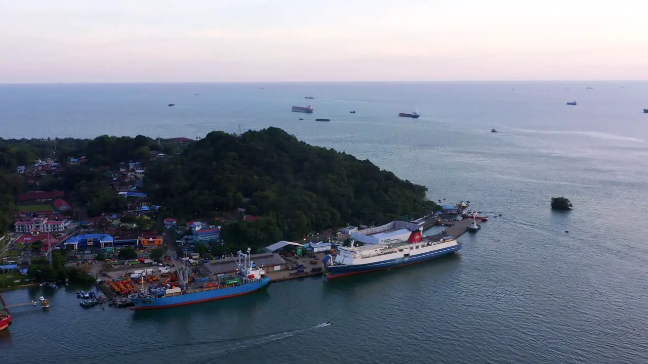 Cargo Ship And Ferry Docked At The Seaport Of Balikpapan In Kalimantan Indonesia