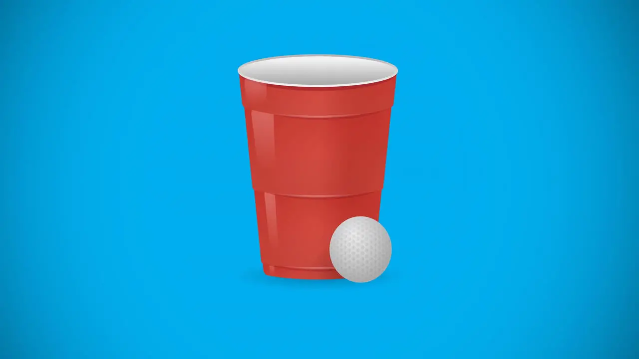 Animation of red cup over blue background