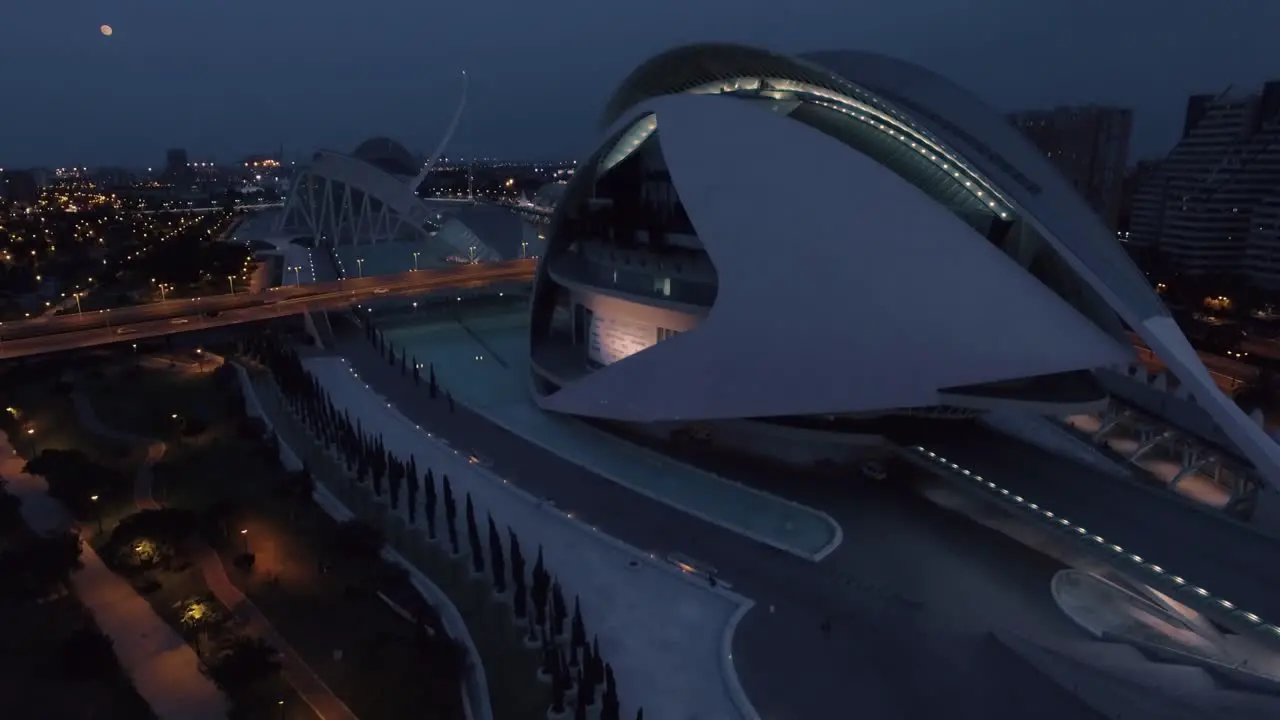 Night aerial cityscape of Valencia