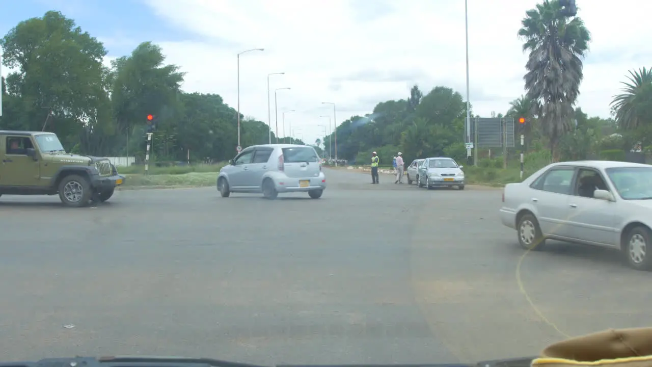 A Busy Traffic Intersection in Zimbabwe Africa Static Shot