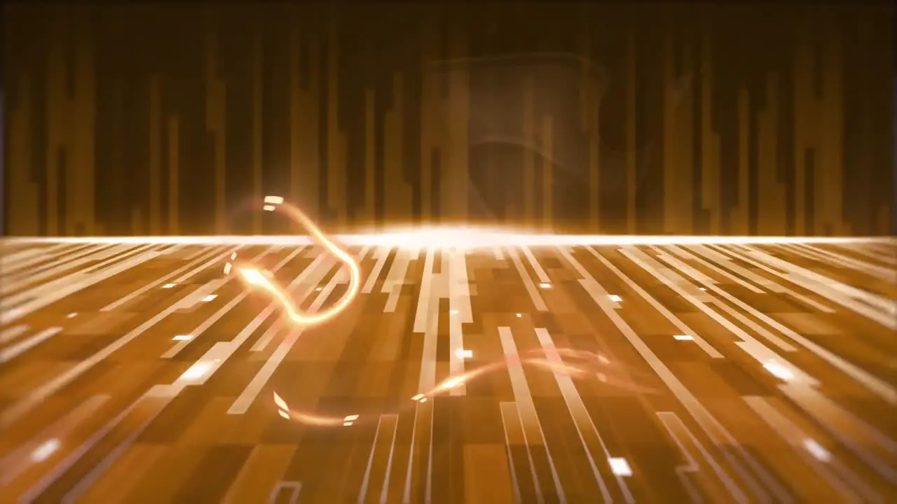 Animation of orange stripes and lights over liquid orange energy