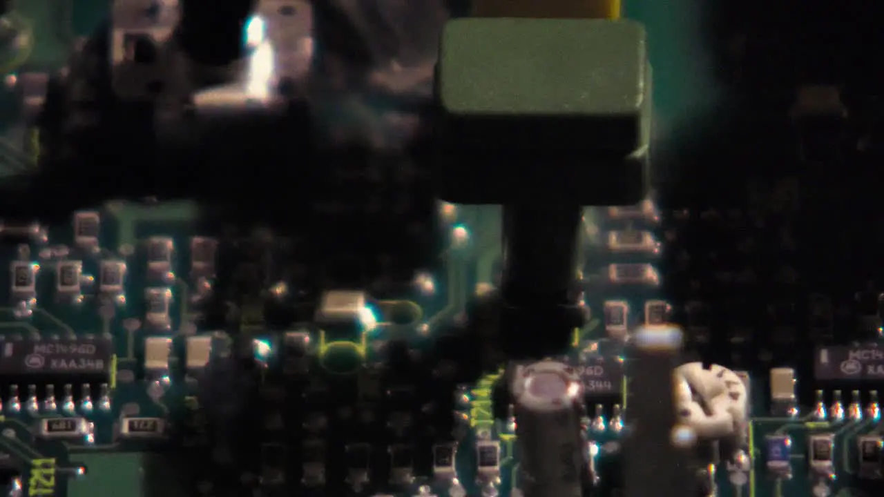 Rotating Analog Circuit Board Macro Close Up