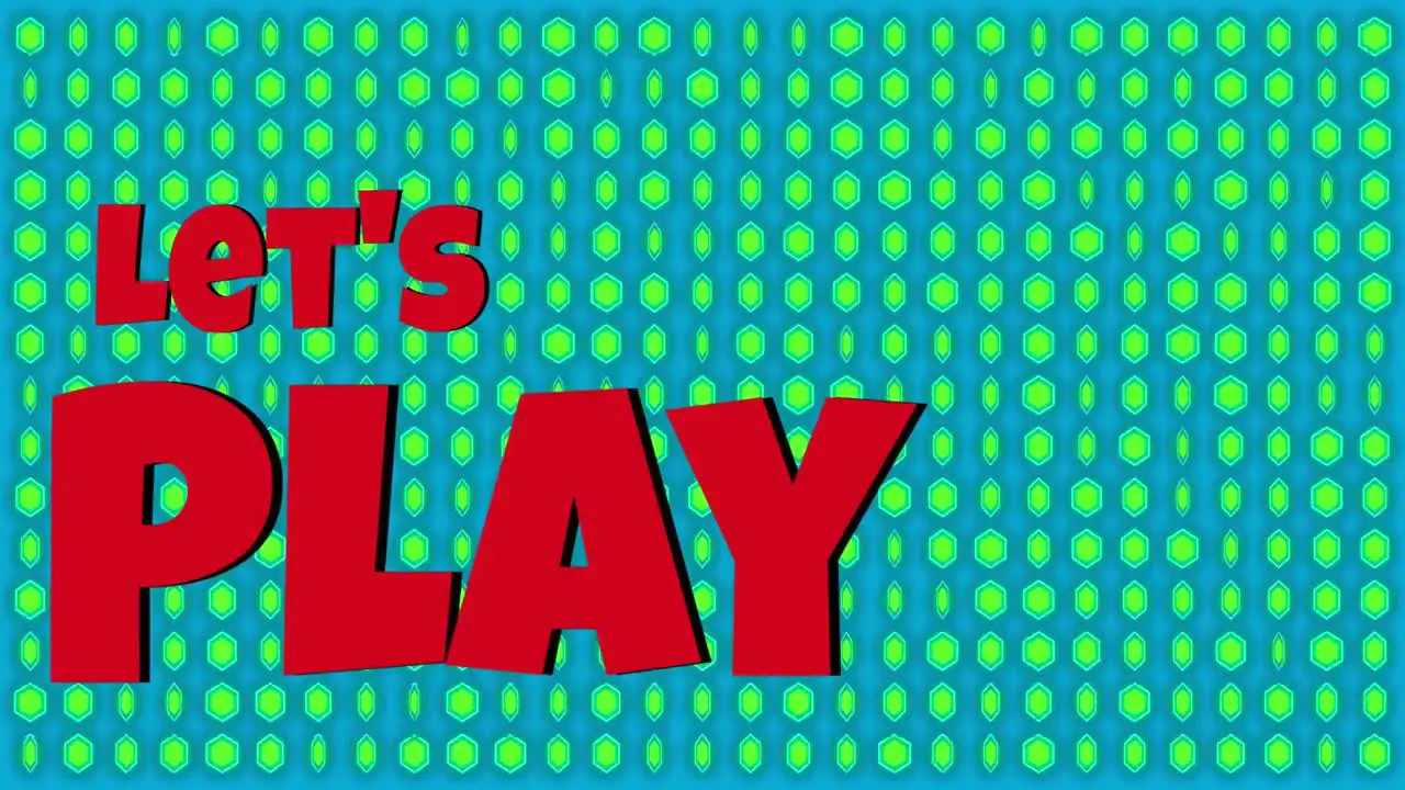 Animation of lets play on green background with dots