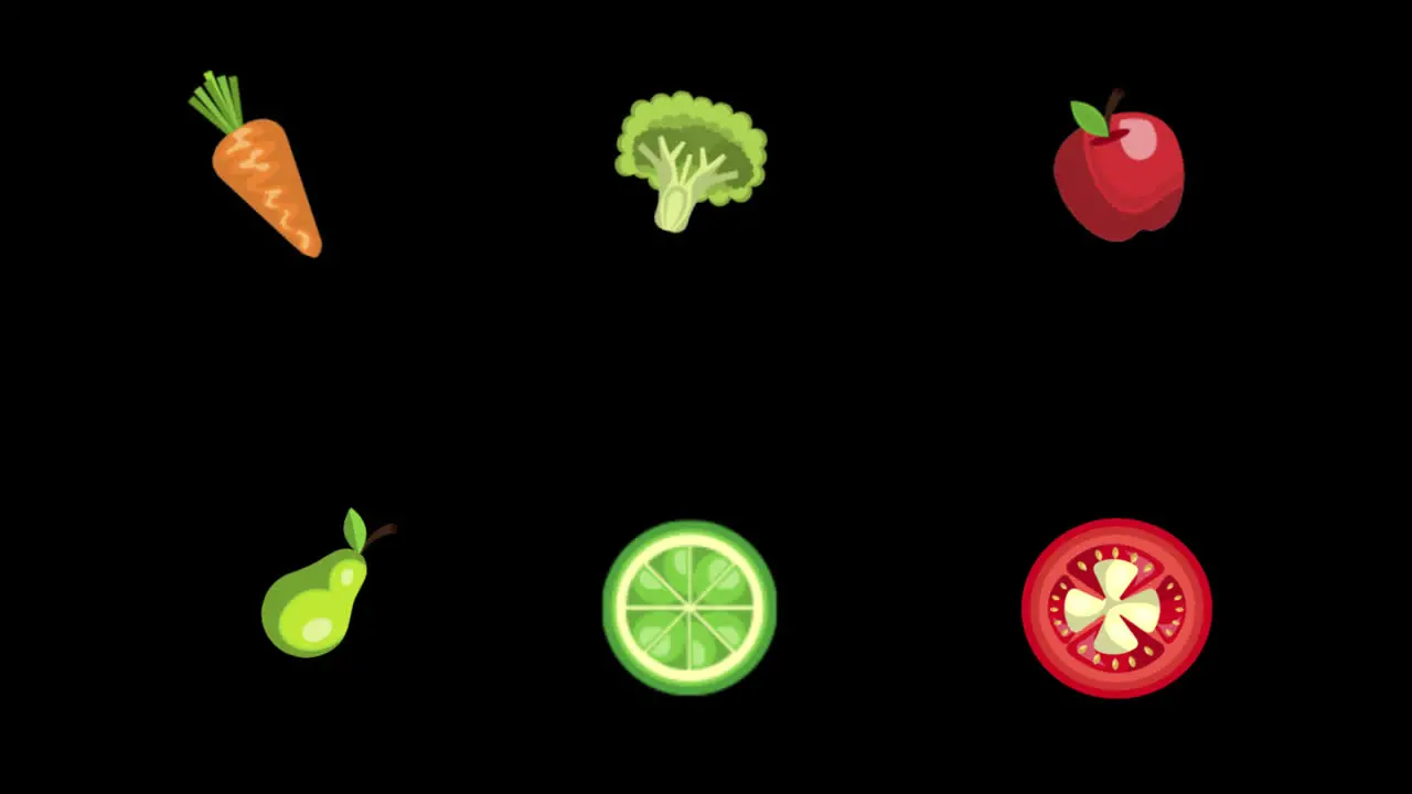 vegetable food icon loop Animation video transparent background with alpha channel