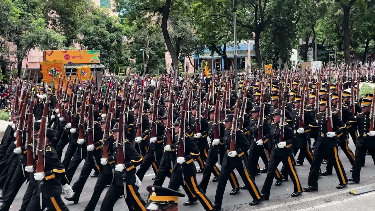 slow motion shot of the corps of the exploration platoon of the mexican army