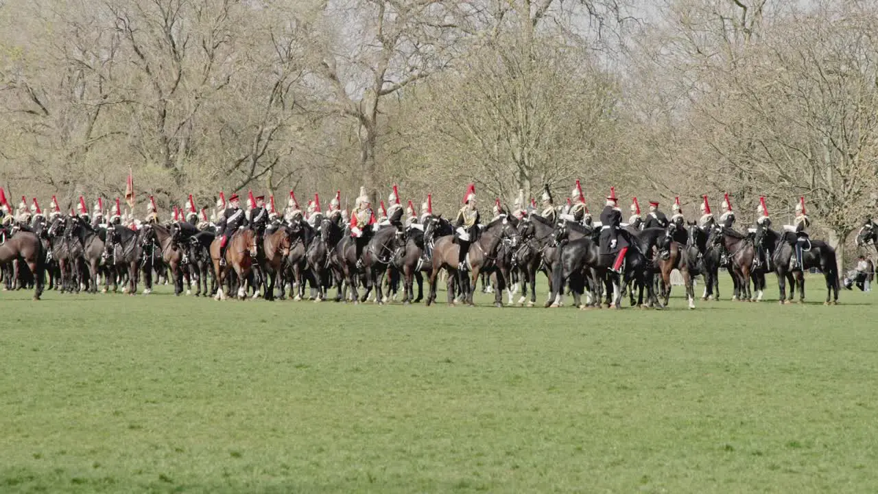 Household Cavalry on display for the Major Generals Inspection