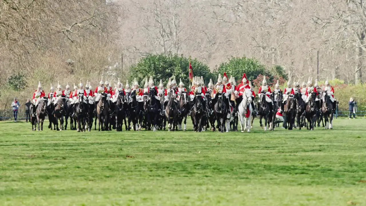 Light drama as a horseman of the Life Guards is thrown during the Major Generals Parade