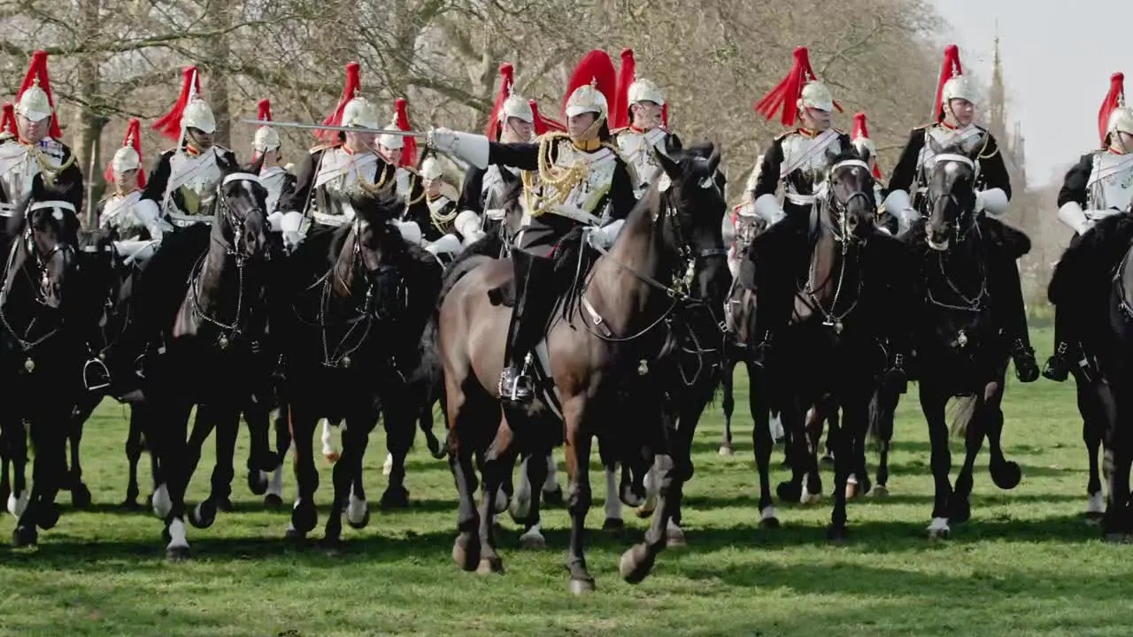 The Blues and Royals in their dark Blue Tunics on parade for the Major Generals Inspection 2022