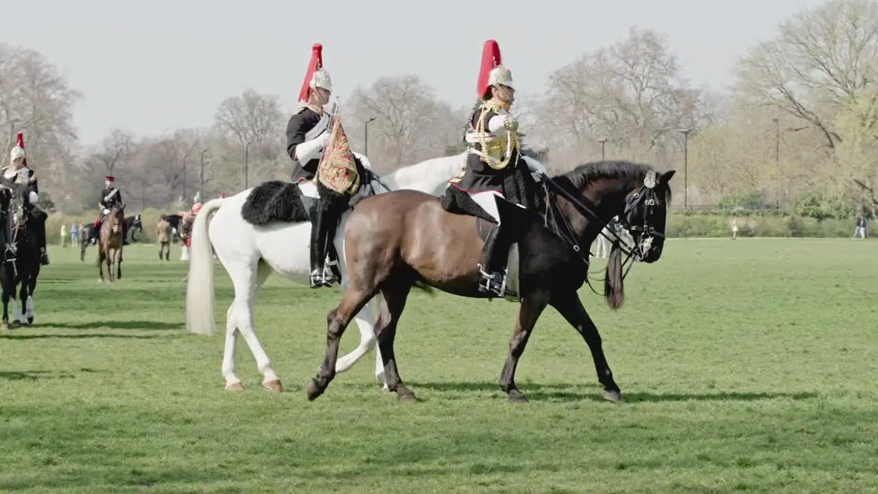 The Blues and Royals in formation during the Major Generals inspection prior to the Queens Platinum Jubilee