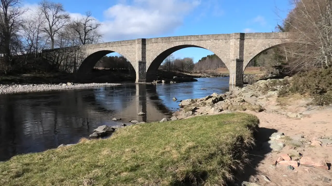 Potarch Bridge medium shot in bright spring sunshine