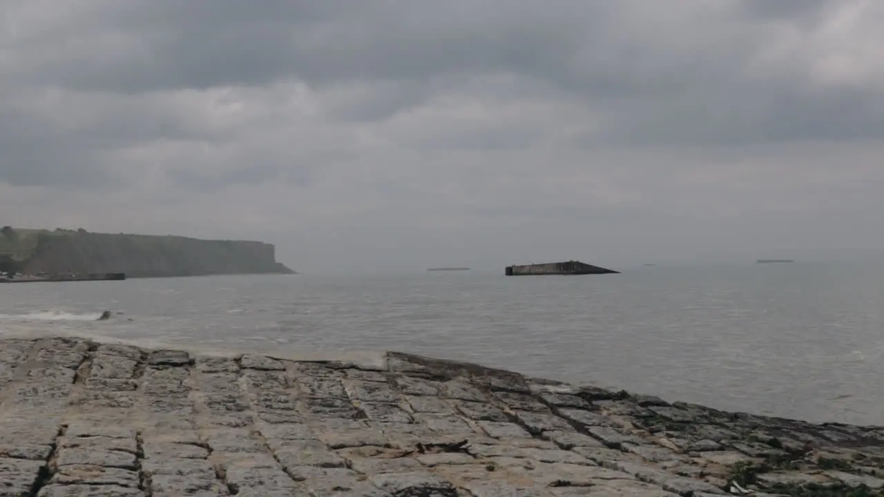 Normandy coastline at Omaha beach in Normandy in slow motion