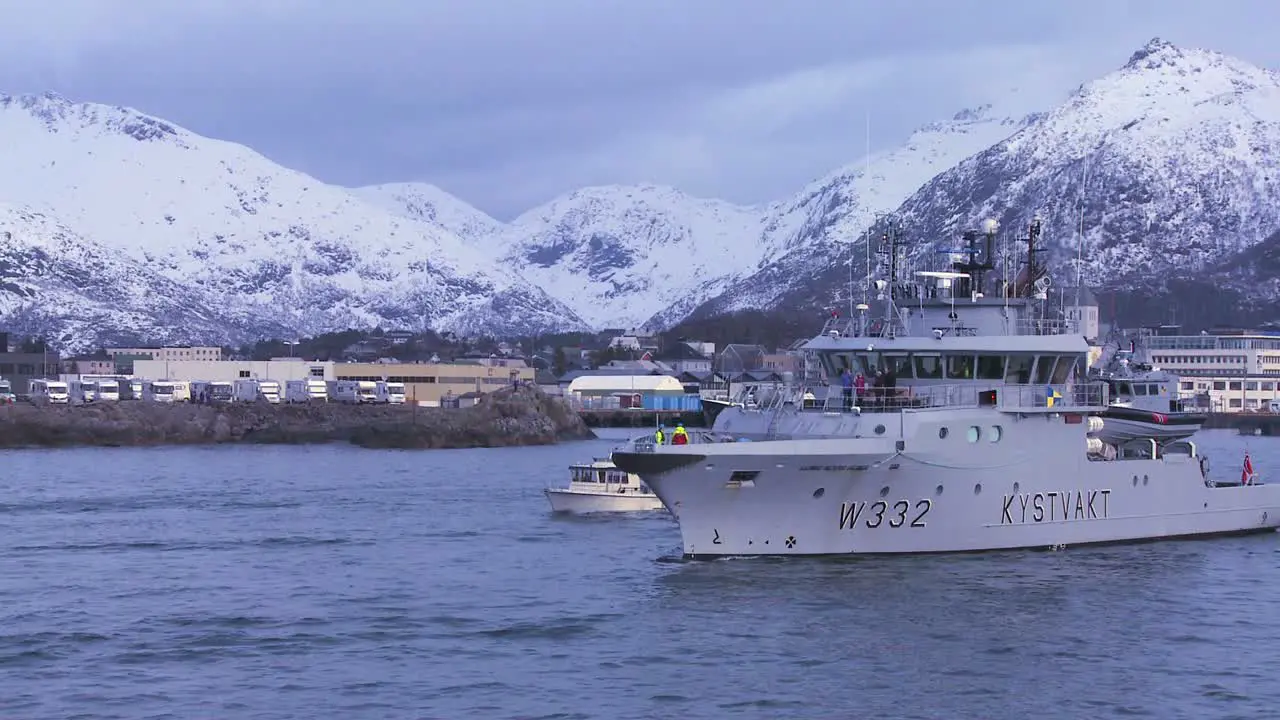 A Norwegian Navy boat heads out to sea