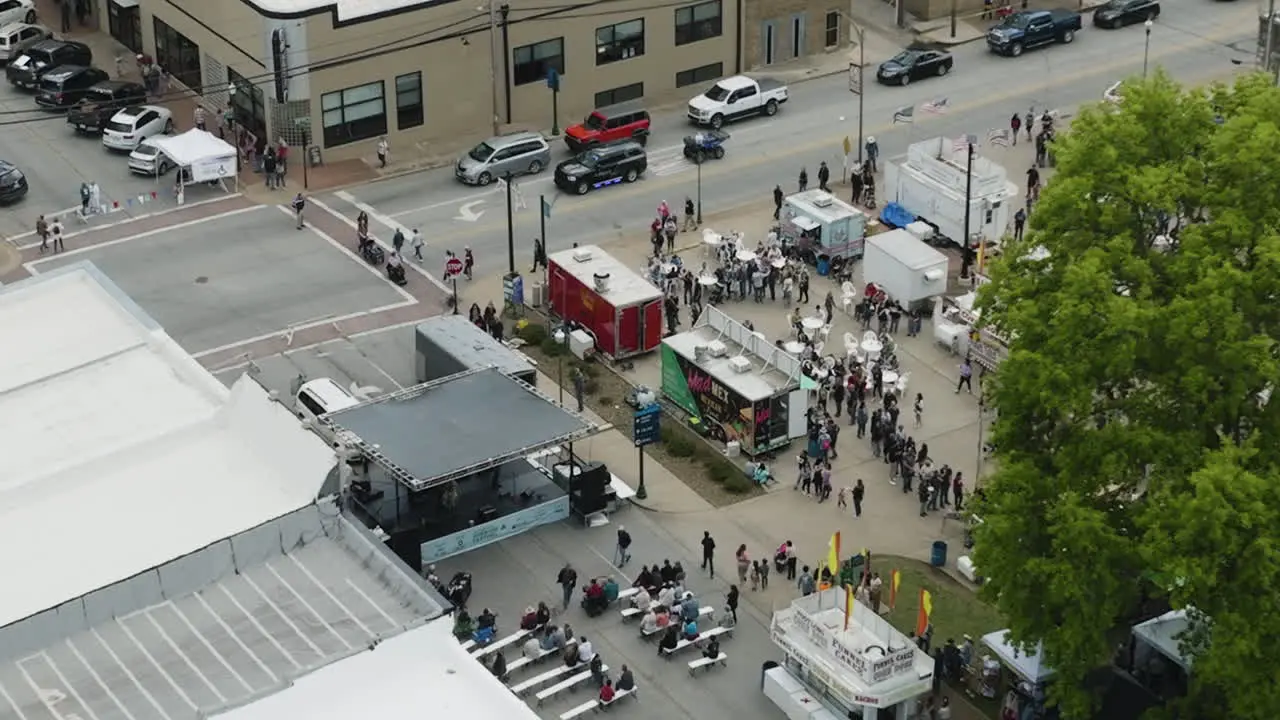 Crowd Of People And Food Trucks At The Dogwood Festival Along The Street In Siloam Springs Arkansas