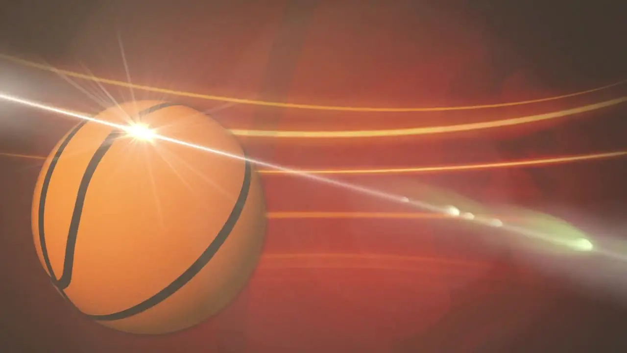 Animation of glowing basket ball over dark background