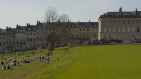 Panning Shot of Busy Royal Crescent Green