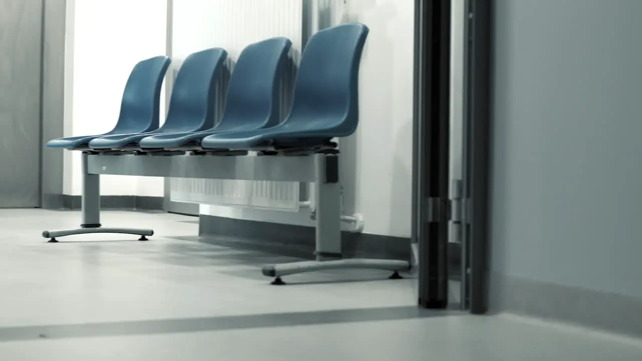 Empty waiting room in hospital no patients in hospital waiting room pan video