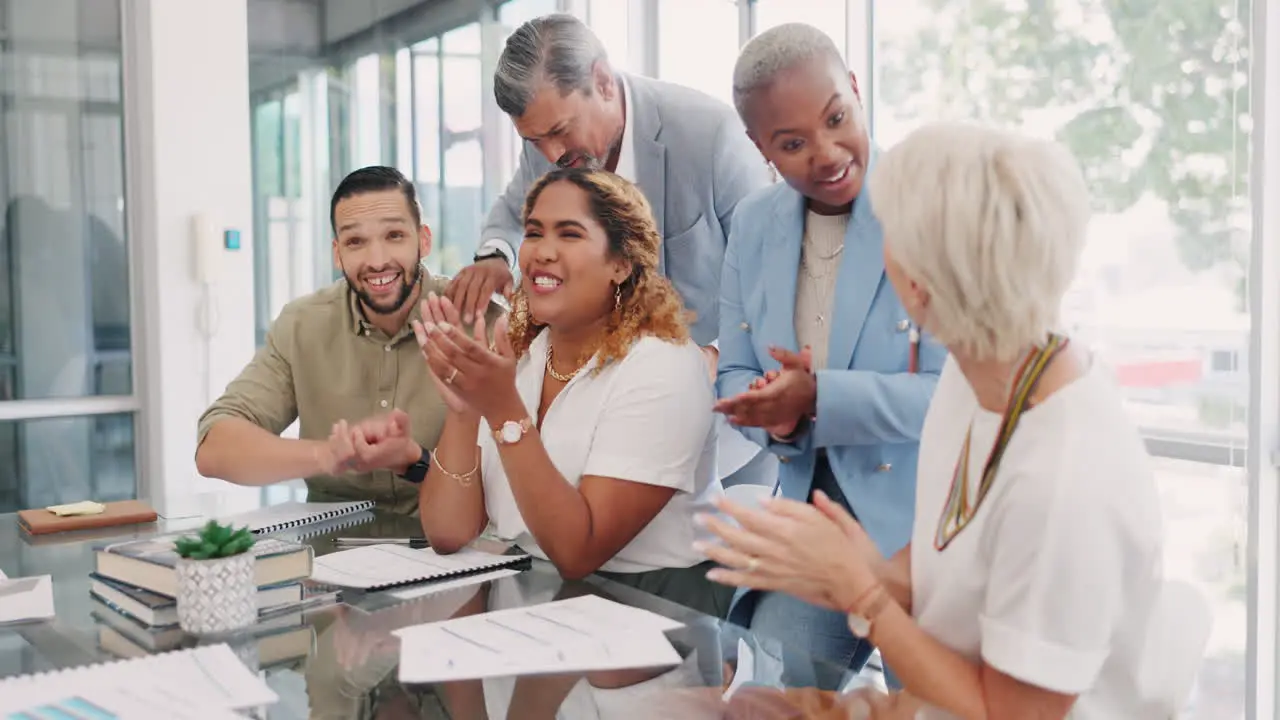 Business people applause or success in diversity