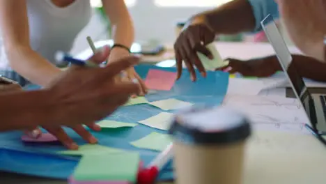 Business people hands planning sticky note ideas