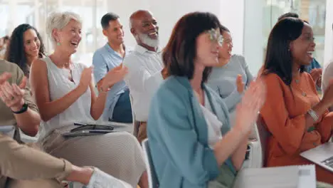 Clapping audience and people in business meeting