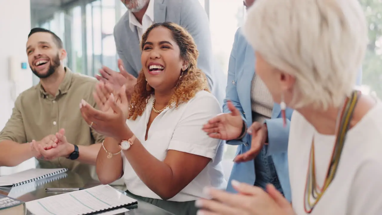 Business people clapping or success in diversity