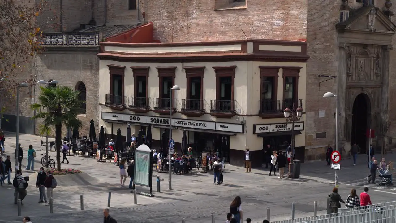 Typical Cafe on corner of street in European city