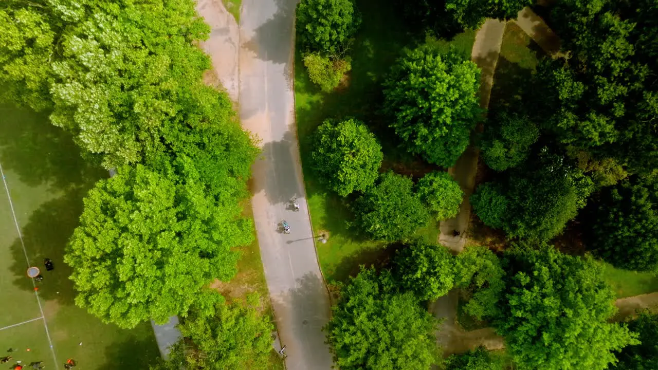 Bird's eye view of bike riders in Piedmont