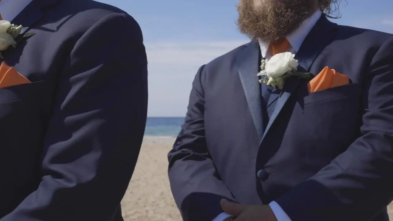 Groomsmen in a line at ceremony