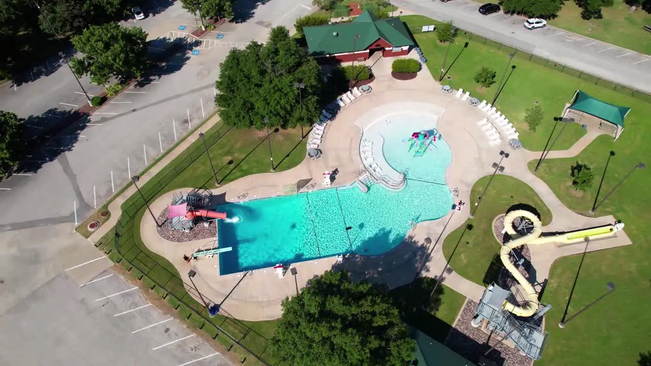 This is Aerial footage of the Gainesville City Swimming Pool